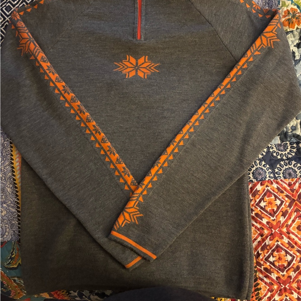 Dale of Norway Gray Sweater with Orange Accents - Picture 3 of 3